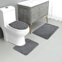 3pcs Embossed Stone Pattern Bathroom Mat