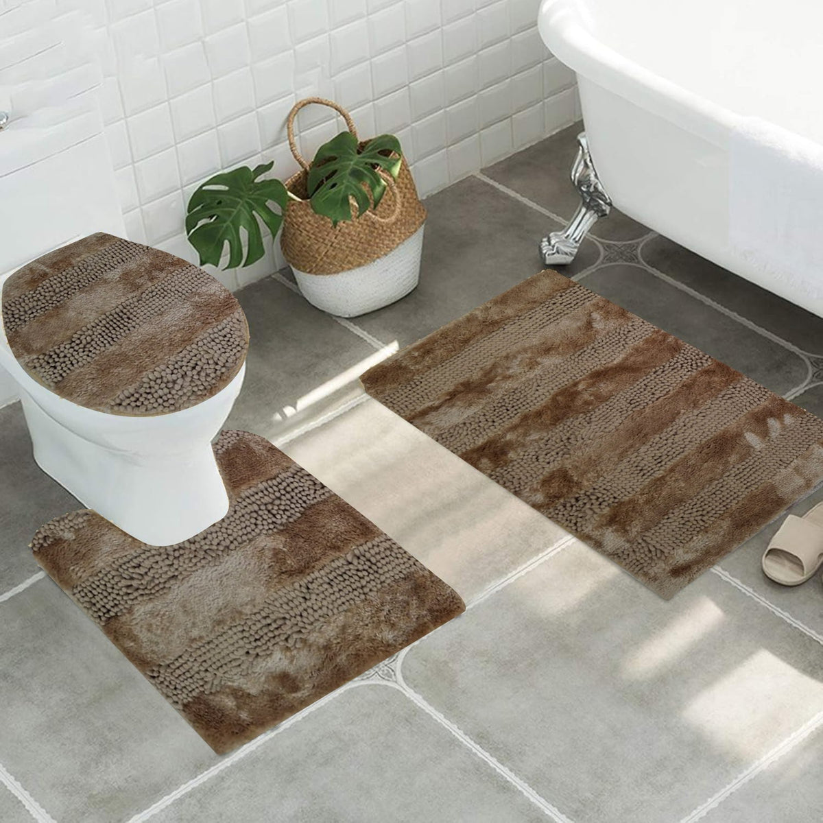 3pcs Luxury Zigzag Pattern Bathroom Mat
