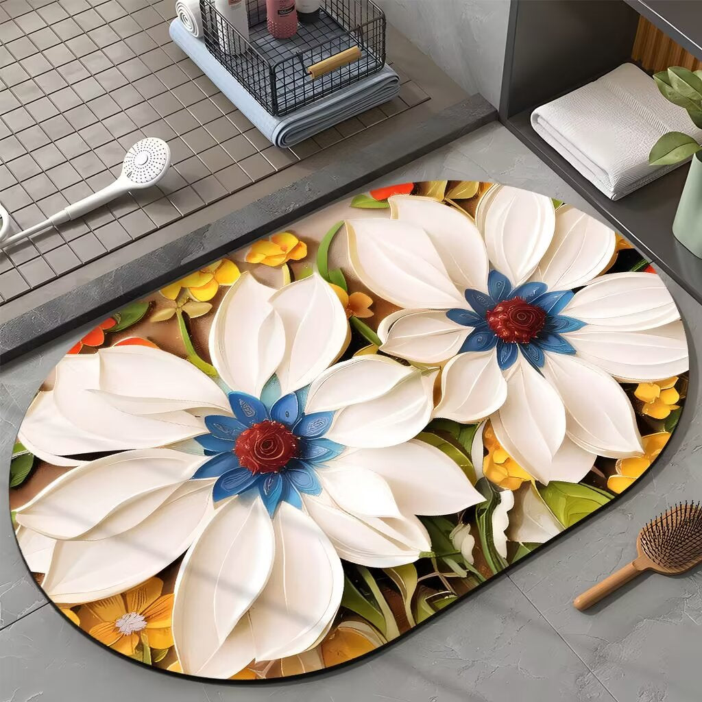 Flower Bathroom Mat - Super Water Absorbent