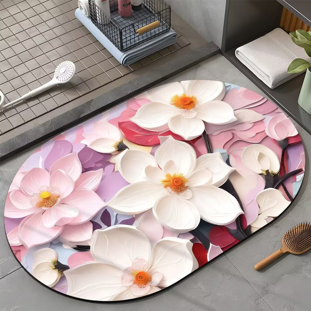 Flower Bathroom Mat - Super Water Absorbent