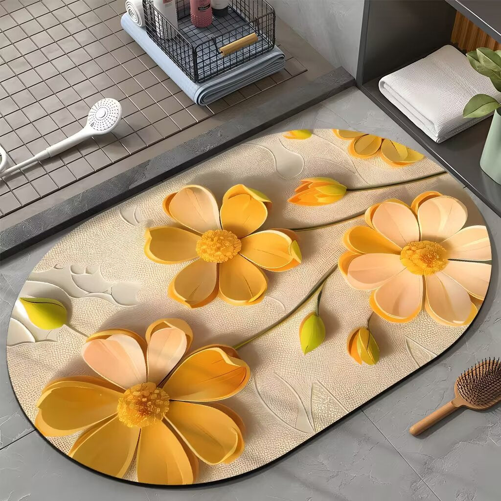 Flower Bathroom Mat - Super Water Absorbent