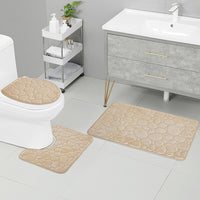 3pcs Embossed Stone Pattern Bathroom Mat