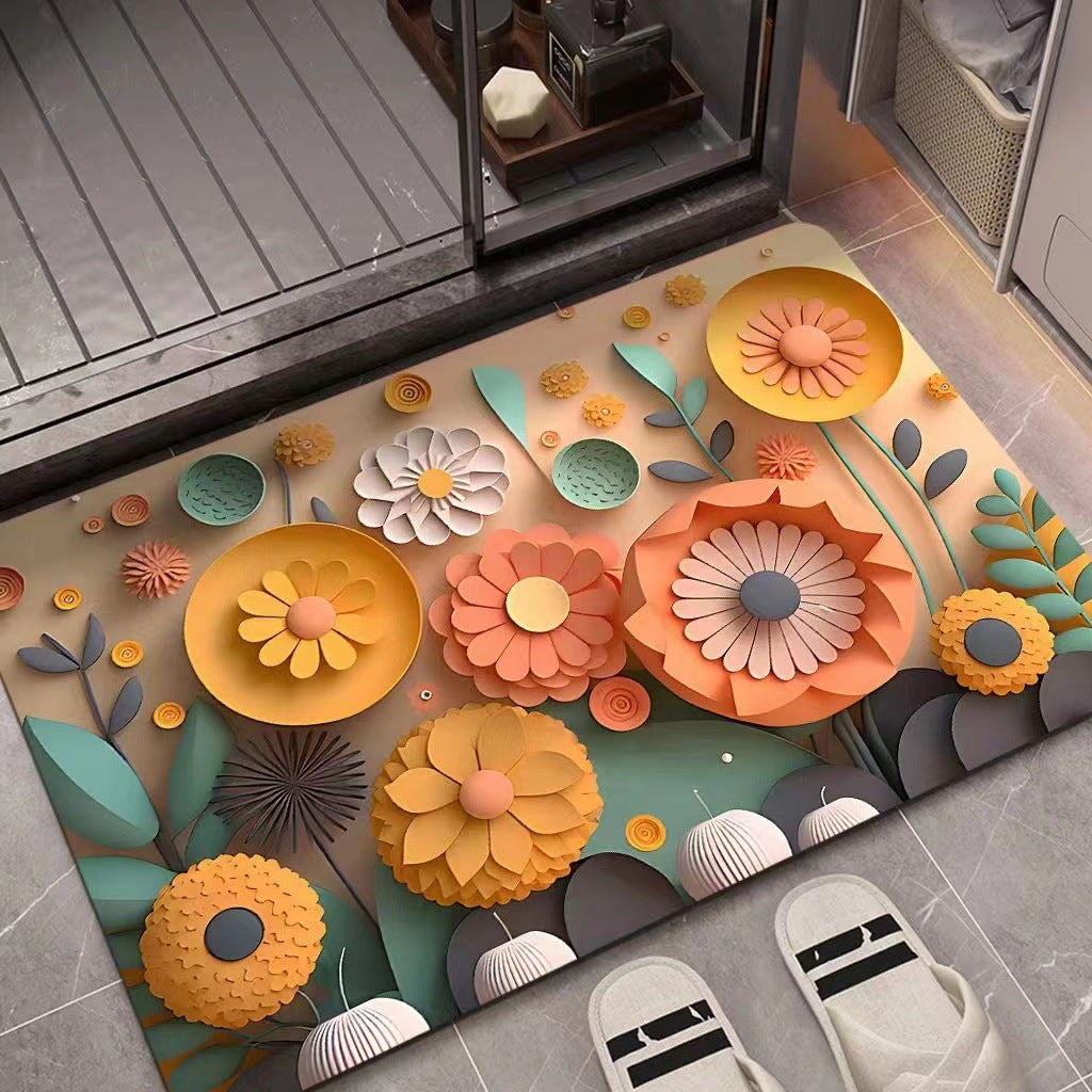 Flower Bathroom Mat - Super Water Absorbent