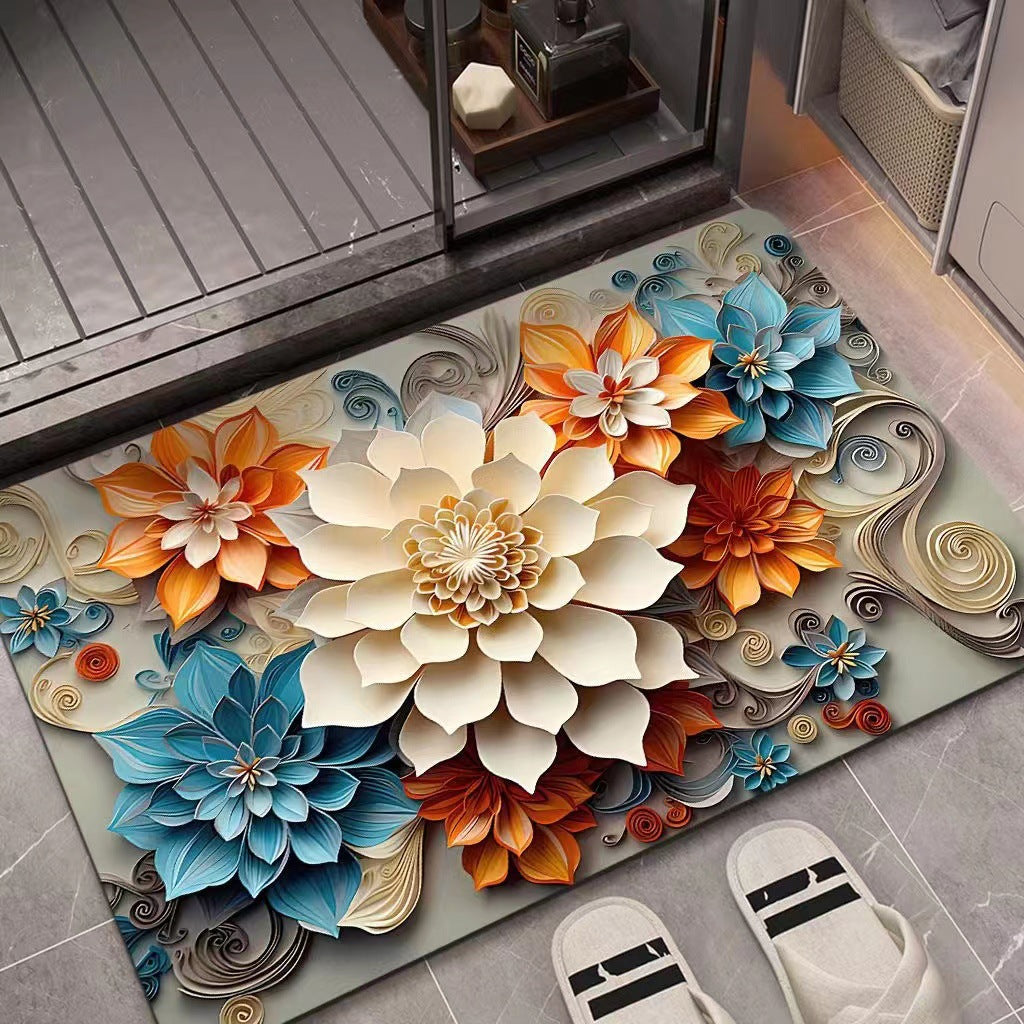 Flower Bathroom Mat - Super Water Absorbent