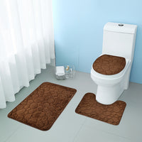 3pcs Embossed Stone Pattern Bathroom Mat
