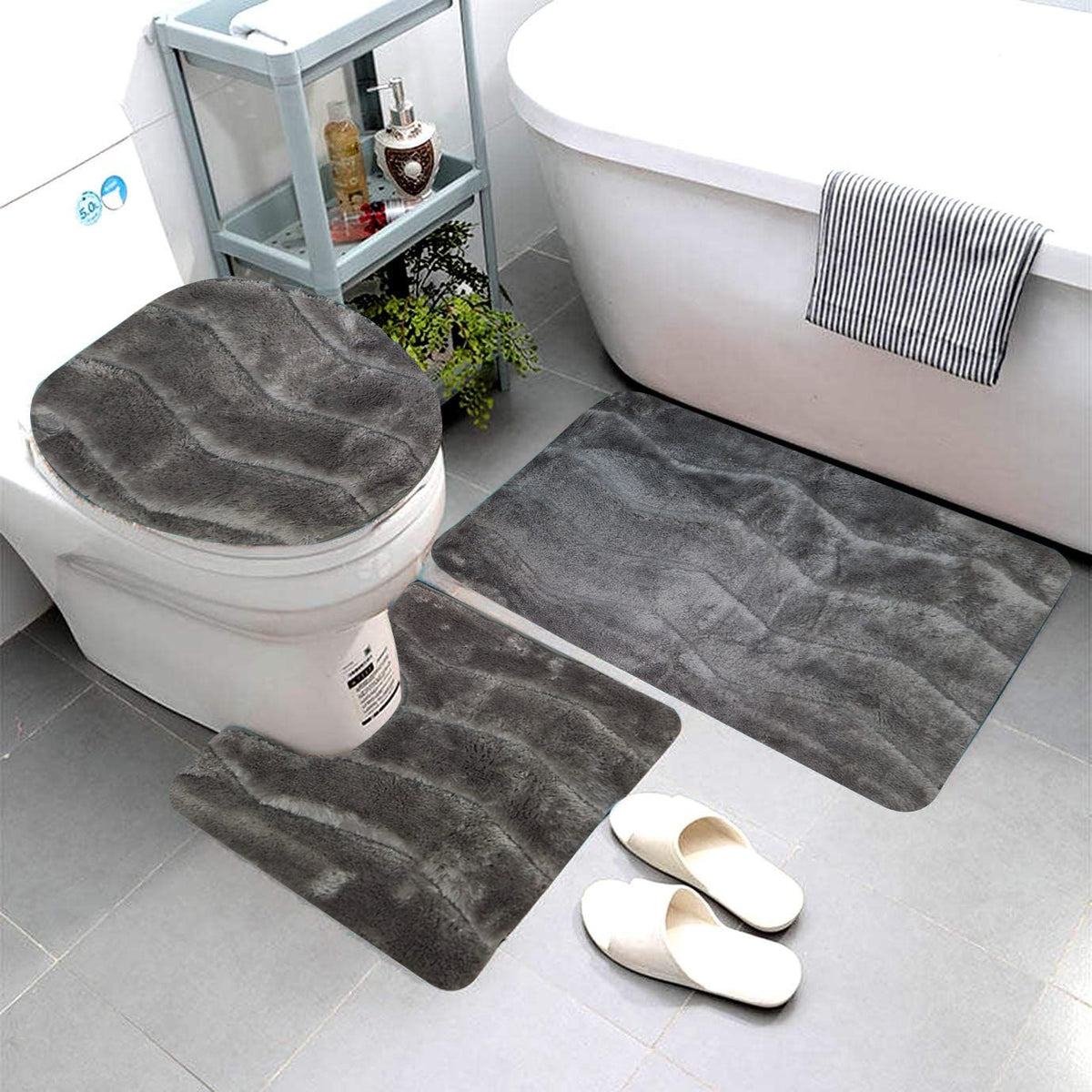 3pcs Luxury Zigzag Pattern Bathroom Mat