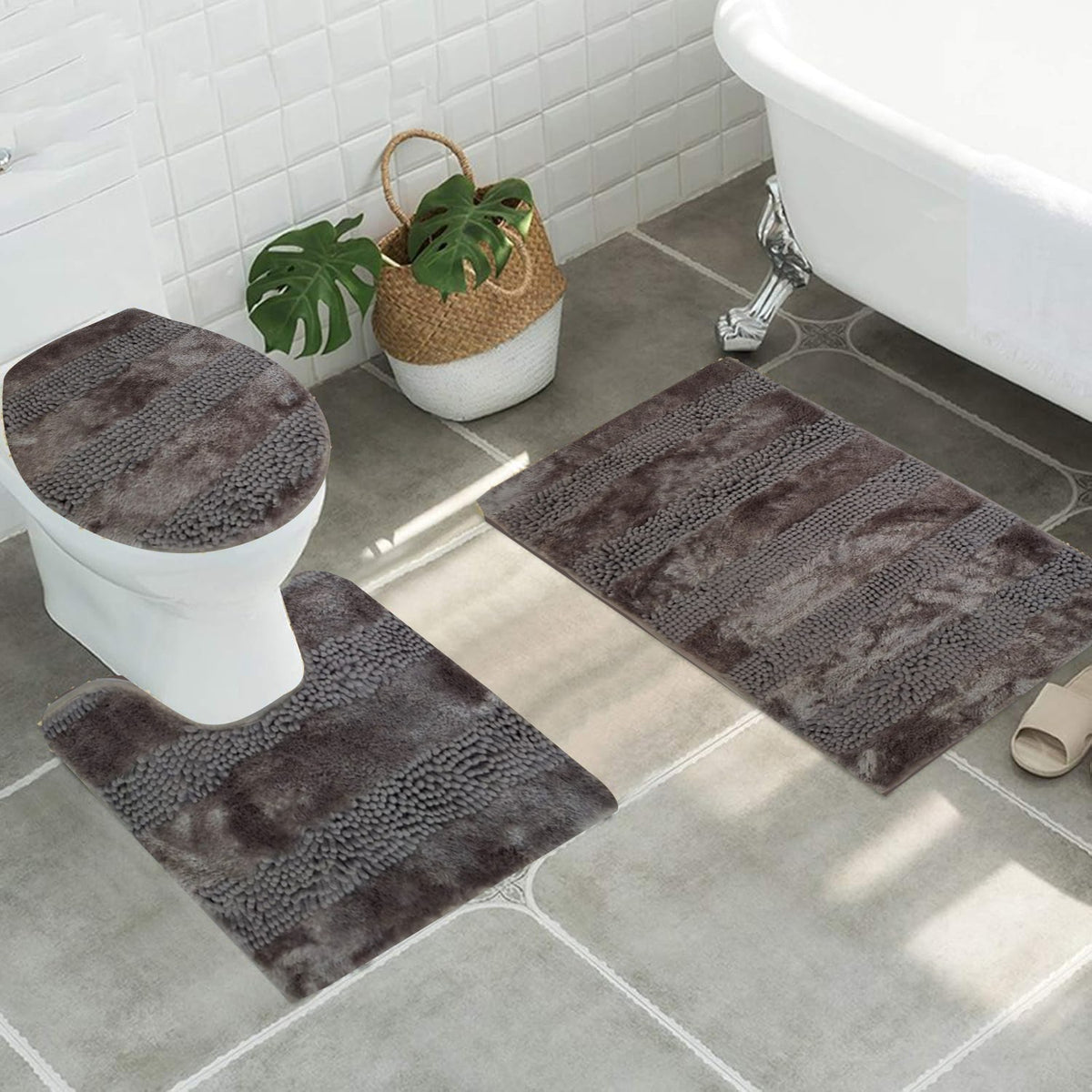 3pcs Luxury Zigzag Pattern Bathroom Mat