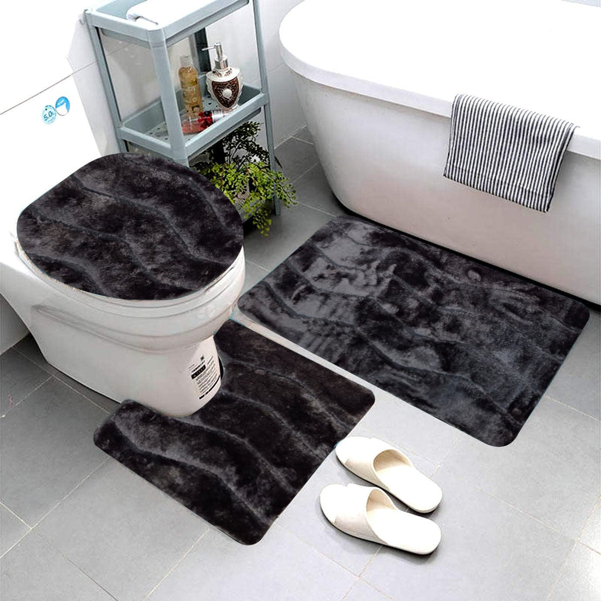 3pcs Luxury Zigzag Pattern Bathroom Mat