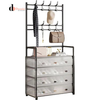 MULTIFUNCTIONAL SHOE STORAGE COAT RACK - FLOOR-STANDING ENTRYWAY HANGER AND SIMPLE SHOE CABINET ORGANIZER - 5 LAYERS