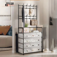 MULTIFUNCTIONAL SHOE STORAGE COAT RACK - FLOOR-STANDING ENTRYWAY HANGER AND SIMPLE SHOE CABINET ORGANIZER - 5 LAYERS