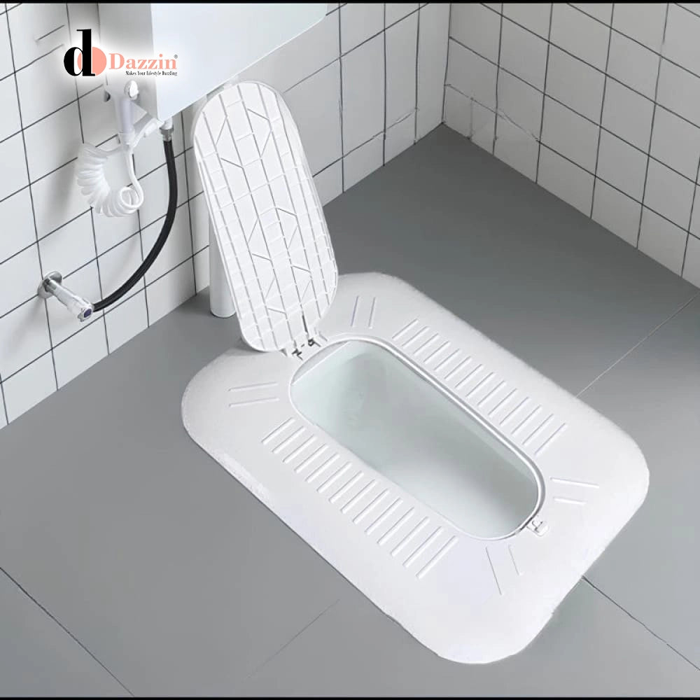 FULLY ENCLOSED SQUAT TOILET COVER WITH FOOT STEP ODOR STOPPER OPEN DESIGN