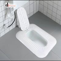 FULLY ENCLOSED SQUAT TOILET COVER WITH FOOT STEP ODOR STOPPER OPEN DESIGN