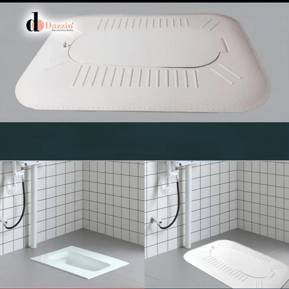FULLY ENCLOSED SQUAT TOILET COVER WITH FOOT STEP ODOR STOPPER OPEN DESIGN