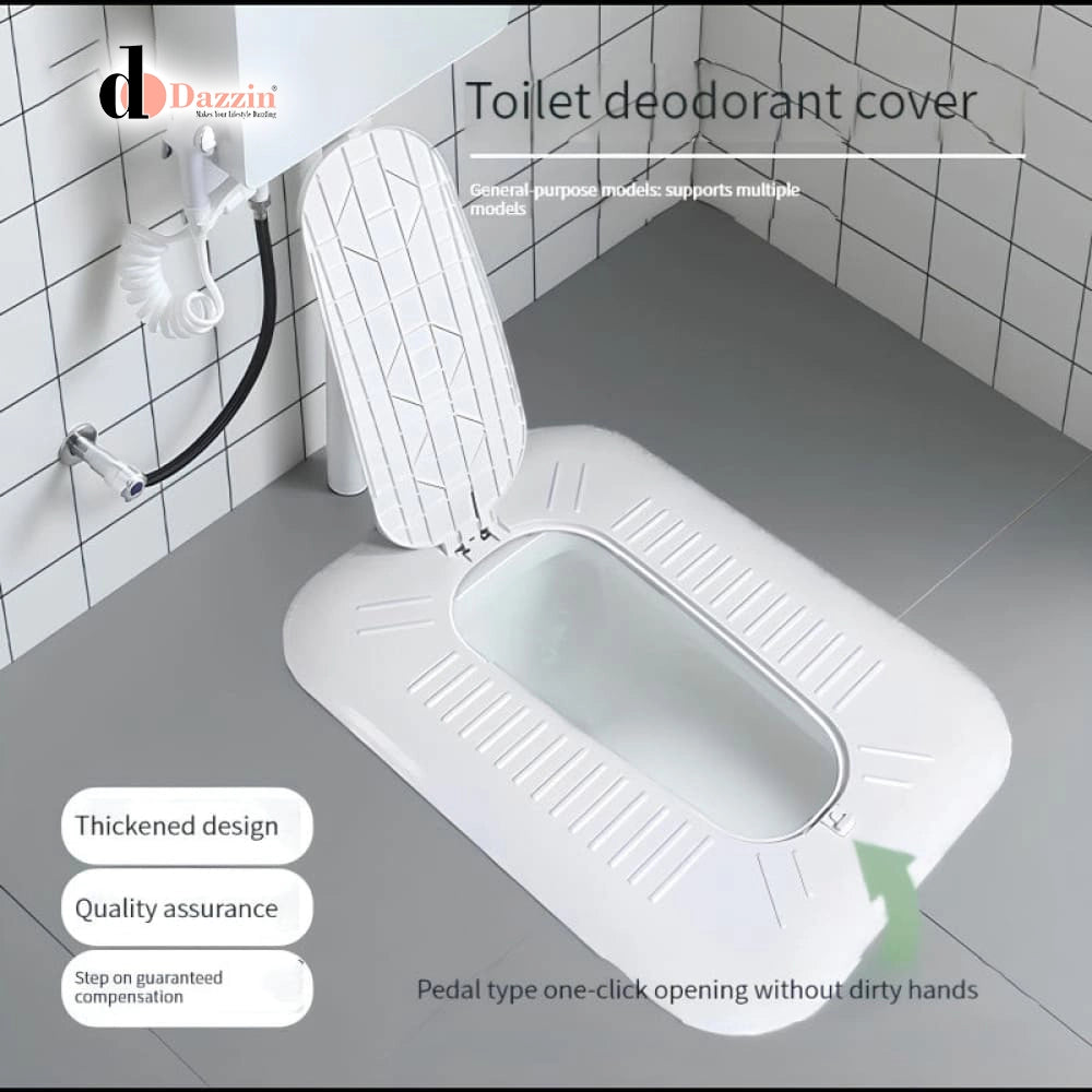 FULLY ENCLOSED SQUAT TOILET COVER WITH FOOT STEP ODOR STOPPER OPEN DESIGN
