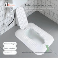 FULLY ENCLOSED SQUAT TOILET COVER WITH FOOT STEP ODOR STOPPER OPEN DESIGN